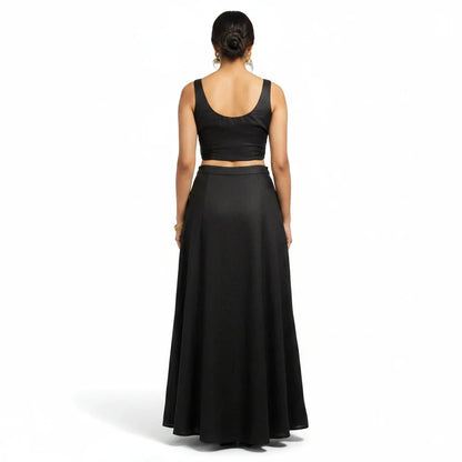 Satin silk sleeveless blouse : Black