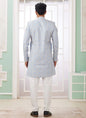 Raivat Ethnic Banarasi Jacquard Embroidery Indo Western Sherwani In Blue Colour