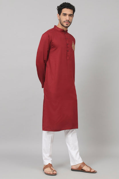 Cotton Kurta With Motif Embroidery by Hilo Design