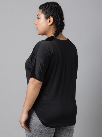 MKH Plus Size Typography Printed Dri-FIT Sports T-Shirt
