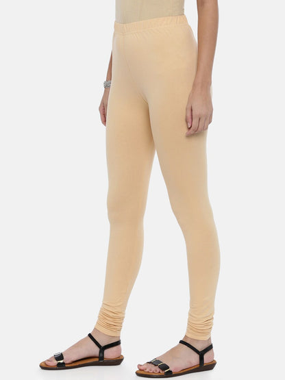 Souchii Beige Solid Churidar-Length Leggings