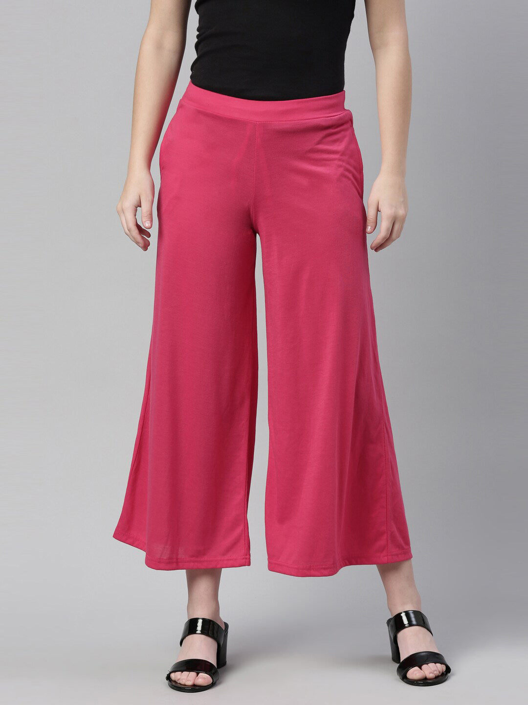 Souchii Women Beautiful Pink Knitted Palazzos