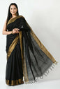 Mominos Fashion Moeza Black Bhagalpuri Handloom Silk Jay Shree Saree with unstitched Blouse piece