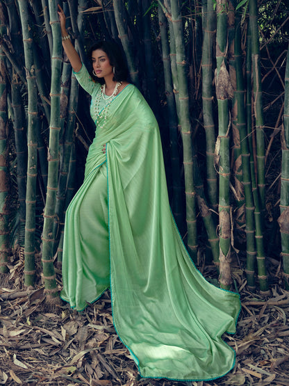 Stylee Lifestyle Green Art Silk Woven Saree