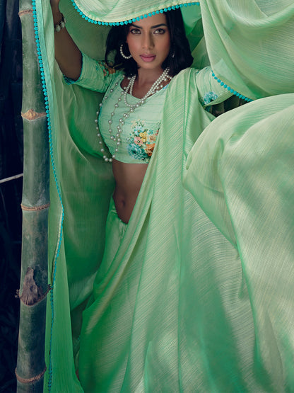 Stylee Lifestyle Green Art Silk Woven Saree