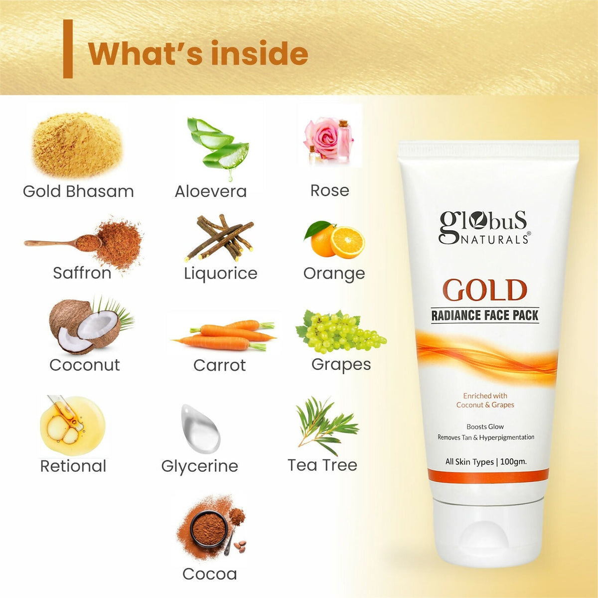 Globus Naturals Gold Radiance Anti Ageing & Brightening Face Pack
