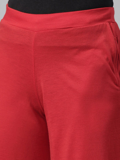 Souchii Women Red Knitted Palazzos