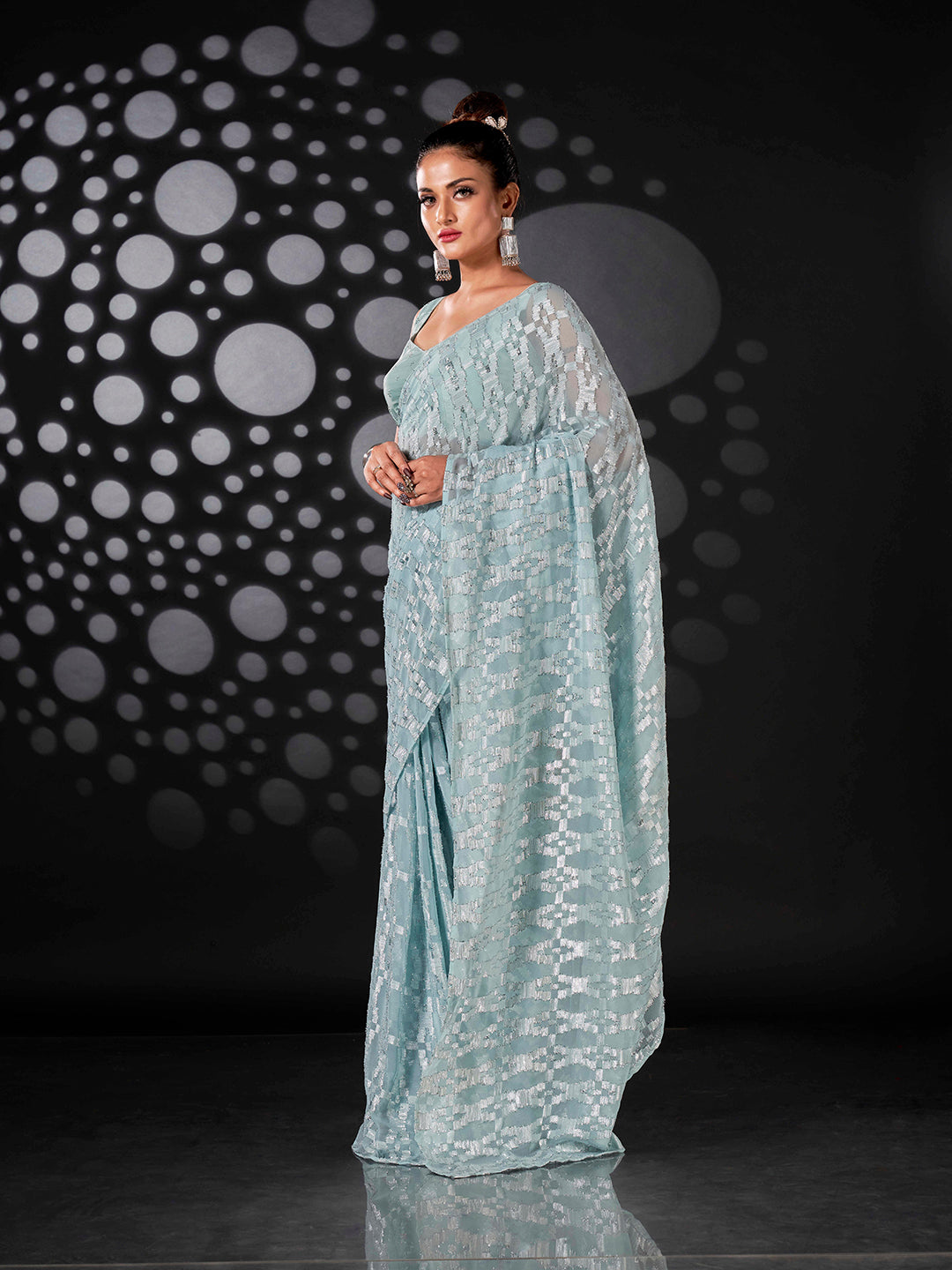 Tikhi Imli Blue Woven Design Ready to Wear Saree