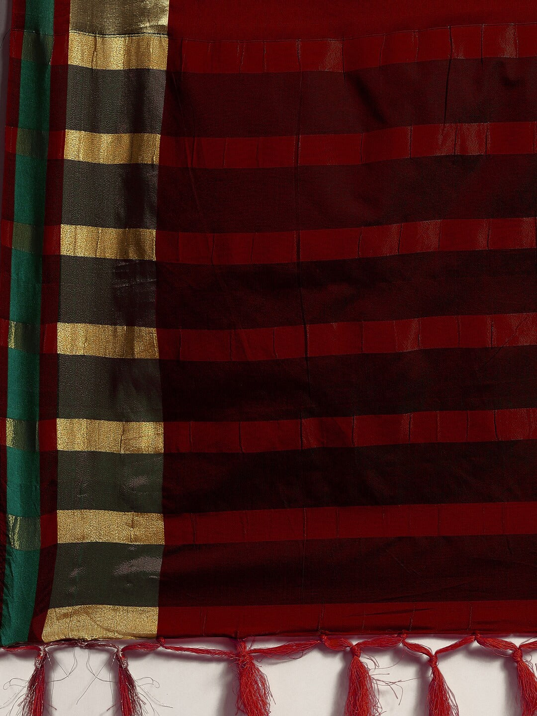 Saree Mall Maroon & Gold-Toned Zari Silk Blend Uppada Sarees