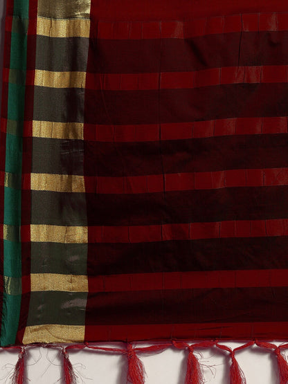 Saree Mall Maroon & Gold-Toned Zari Silk Blend Uppada Sarees