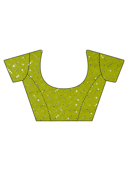Tikhi Imli Printed Ruffle Saree With Mirror Embroidered Work Blouse