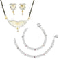 AanyaCentric Gold-Polished Mangalsutra Pendant Earring Set & Silver Plated Anklet