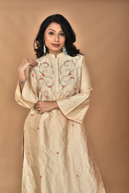 Morchari Women And Hand Embroidery Co-Ord Set-Beige