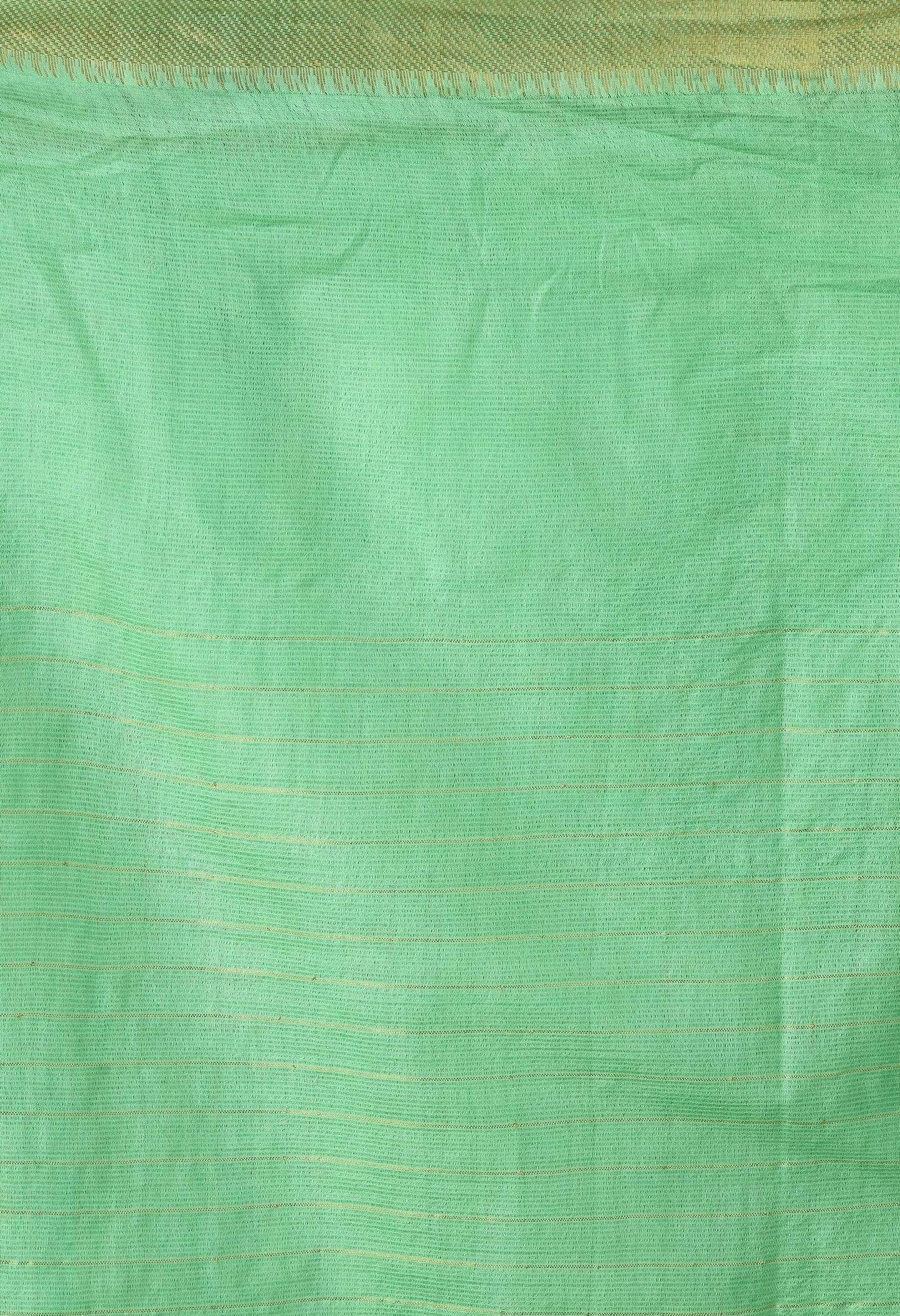 Mominos Fashion Moeza Sea Green Bhagalpuri Handloom Silk Raj Shree Saree with unstitched Blouse piece