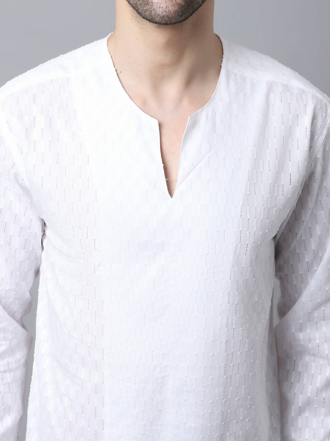 Even Apparels White Pure Cotton Embroided Men's Kurta (STR078)