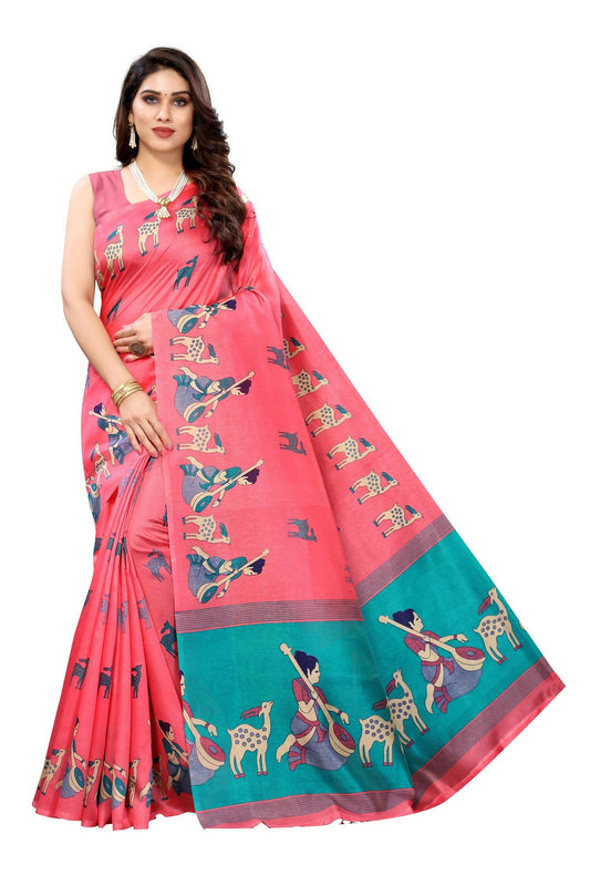 Vamika Pink Kalamkari With Jhalar Khadi Silk Saree