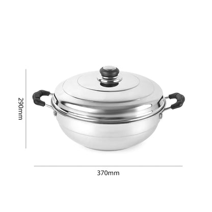 Cello Stainless Steel Induction Base Idli Cooker (Idly Maker) And Multi Kadhai Set of 6