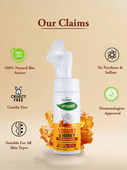 VI-JOHN Prakritik Yogurt & Honey geling Face wash Restores glow, Made With 100% Natural Bio Actives