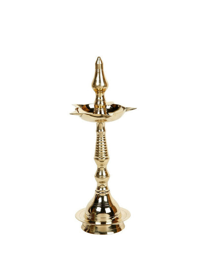 CraftVatika Gold-Toned Brass Kerala Diya Oil Lamp Stand