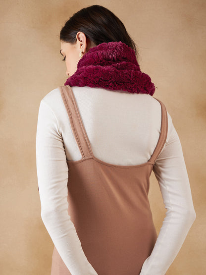 InWeave Women's Burgundy Faux Fur Neck Warmer