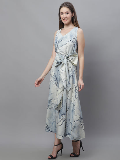 Jainish Women's Blue Printed A-Line Dresses