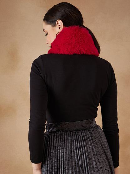 InWeave Women's Cherry Red Fur Neckpiece