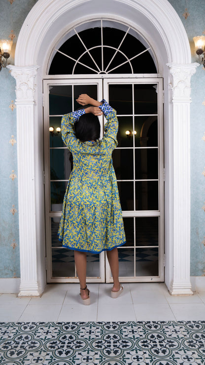 Noroke Sustainable fabric | Cupro Muslin Blue Pottery Tunic Dress