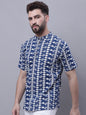 Even Apparels Blue Pure Cotton Short Kurta With Band Collar