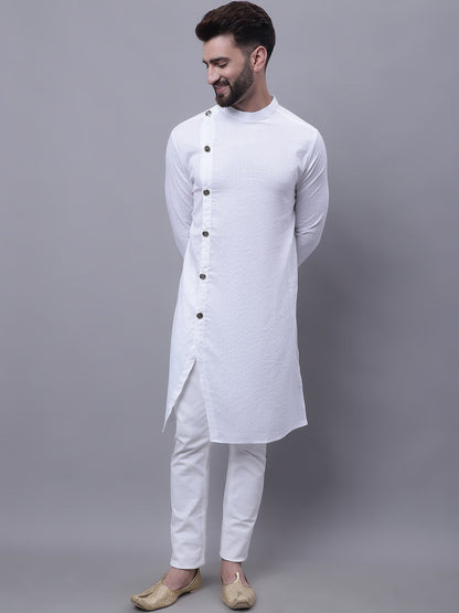 Even Apparels White Sherwani Kurta With Asymetrical Cut