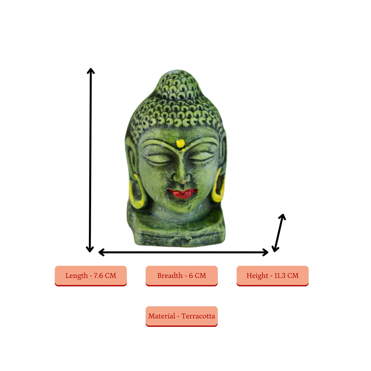 Sowpeace Premium Terracotta Meditating Buddha Head Tabletop