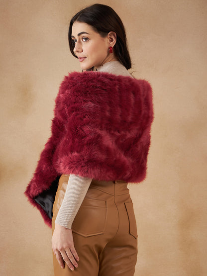 InWeave Women's Bright Rust Fur Cape