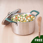 The Indus Valley TurboCuk Tri-ply Stainless Steel Biryani Cooking Pot/Casserole, Premium Quality, 3 Layer Thick Body, Cool Silicone Handles, 100% Toxin-free, Non-stick, Induction & Gas, Spatula, 2.9L