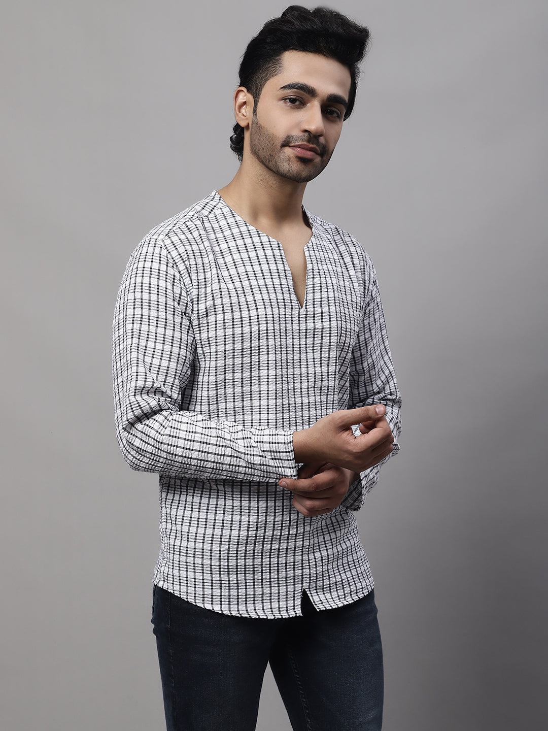 Even Apparels Multi Pure Cotton Open Neck Kurta