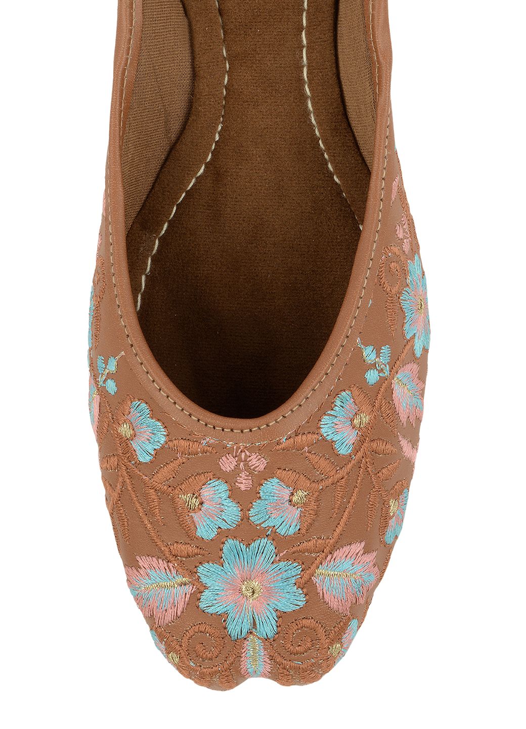 Desi Colour Women Indian Ethnic Footwear-Cushioned Peach Floral