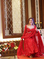 Yash Enterprise Red Havy Foux Goargate Party Wear Ebroidery Suit Set
