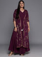 Ahalyaa Plus Size Floral Print Crepe Layered A-line Maxi Ethnic Dress
