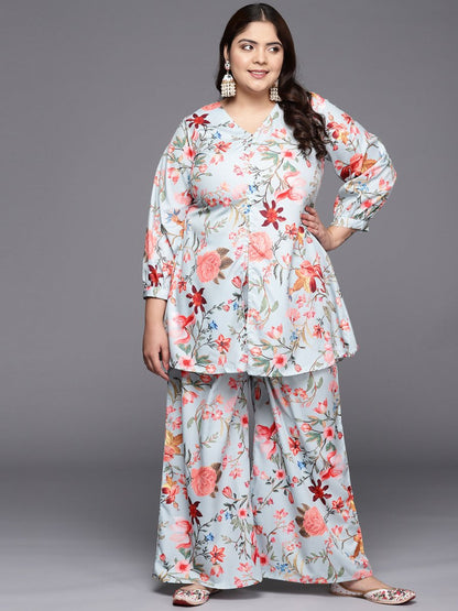 Ahalyaa Women Plus Size Printed Tunic with Palazzos