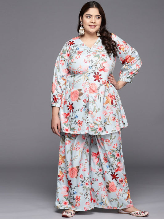 Ahalyaa Women Plus Size Printed Tunic with Palazzos