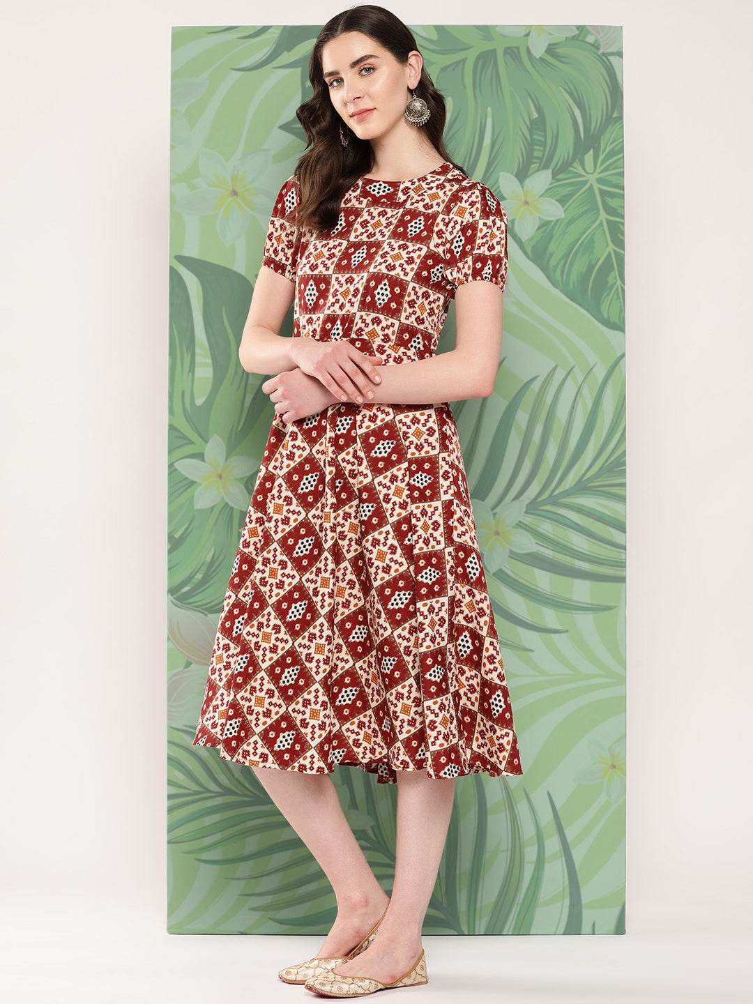 InWeave Women's Maroon Square Dress