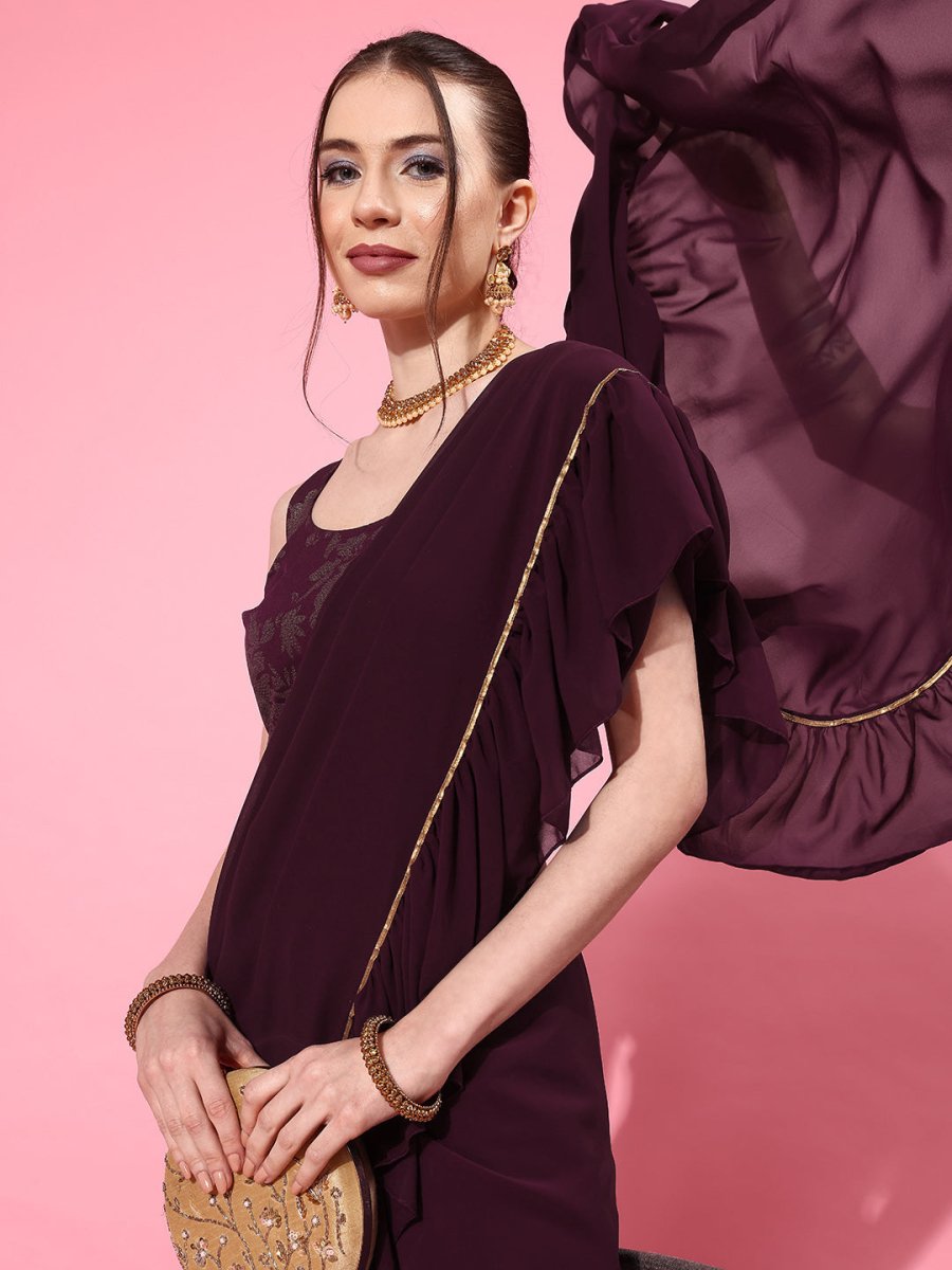 Ahalyaa Ruffled Poly Georgette Saree