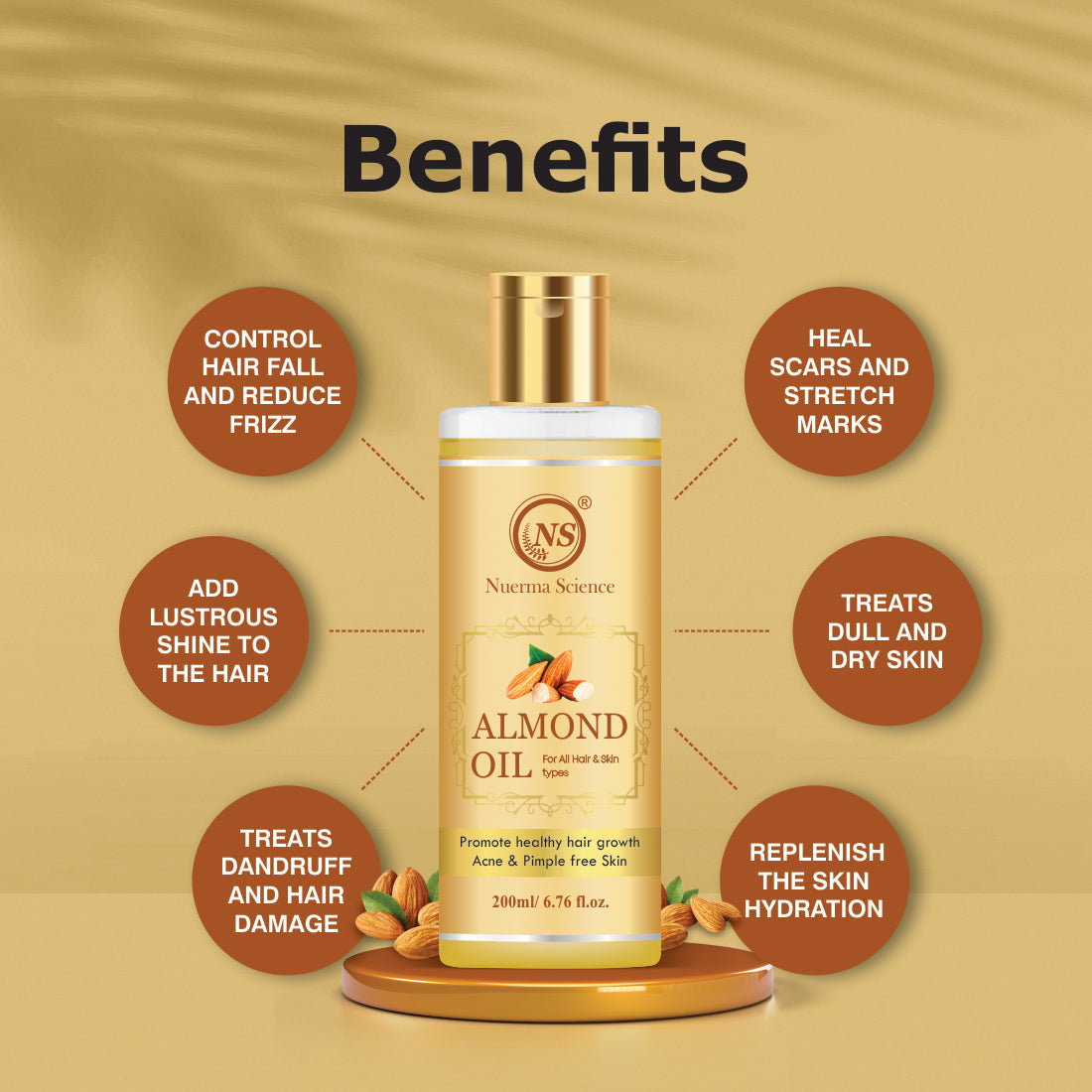 Nuerma Science Pure Almond Hair Oil for Natural Hair Growth