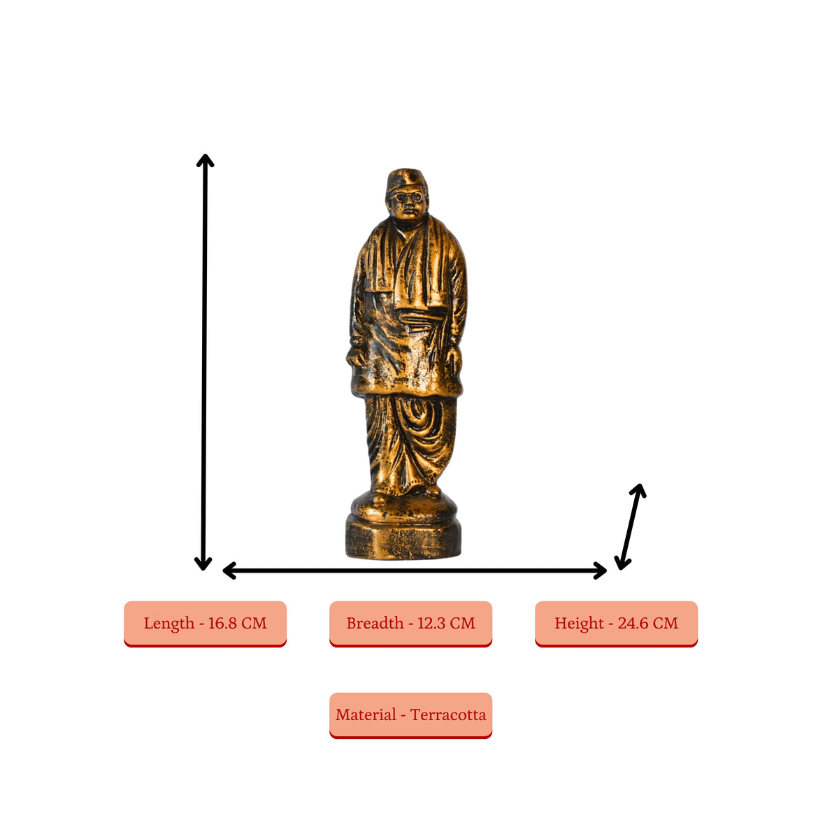 Sowpeace Premium Terracotta Subhash Chandra Bose Abstract Tabletop Statue