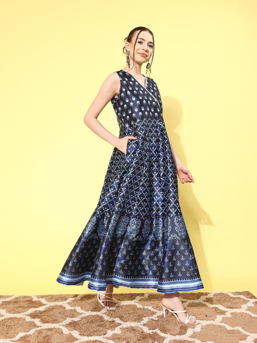 Ahalyaa Floral Printed Maxi Ethnic Dress