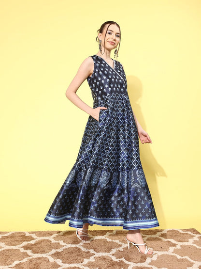 Ahalyaa Floral Printed Maxi Ethnic Dress
