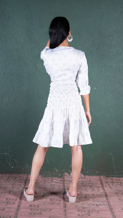 Noroke Sustainable fabric | Bemberg Polka Dot Skirt Co-Ord Set Women - White