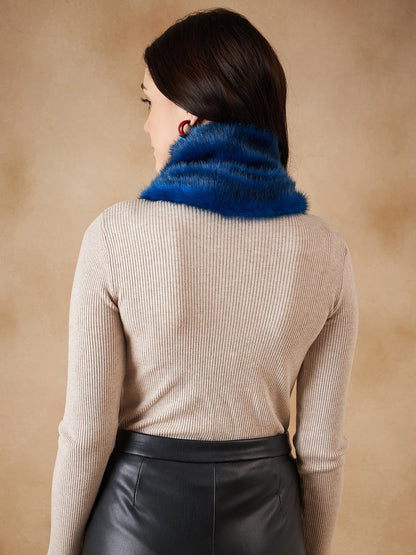 InWeave Women's Royal Blue Faux Fur Neck Warmer