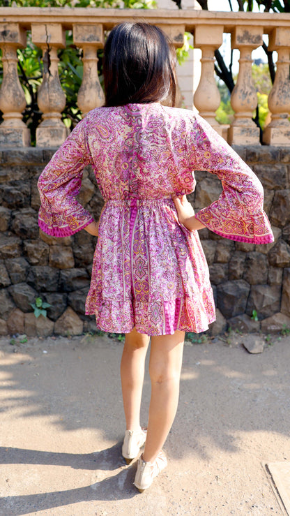 Noroke Purple Vintage Printed Beachwear Cover-Up Kimono