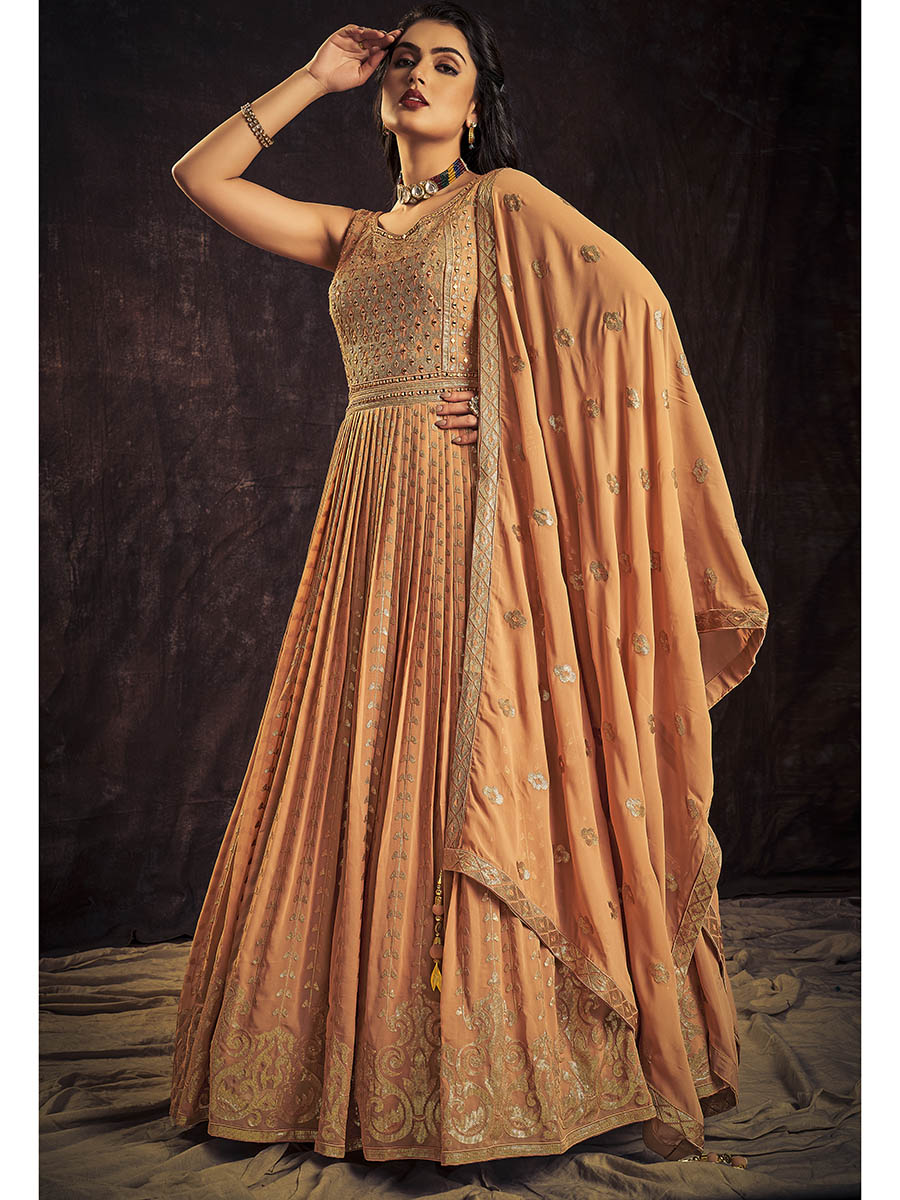 Myra Apricoat Real Georgette Designer Gown Style Suit