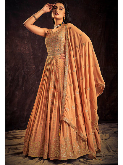 Myra Apricoat Real Georgette Designer Gown Style Suit