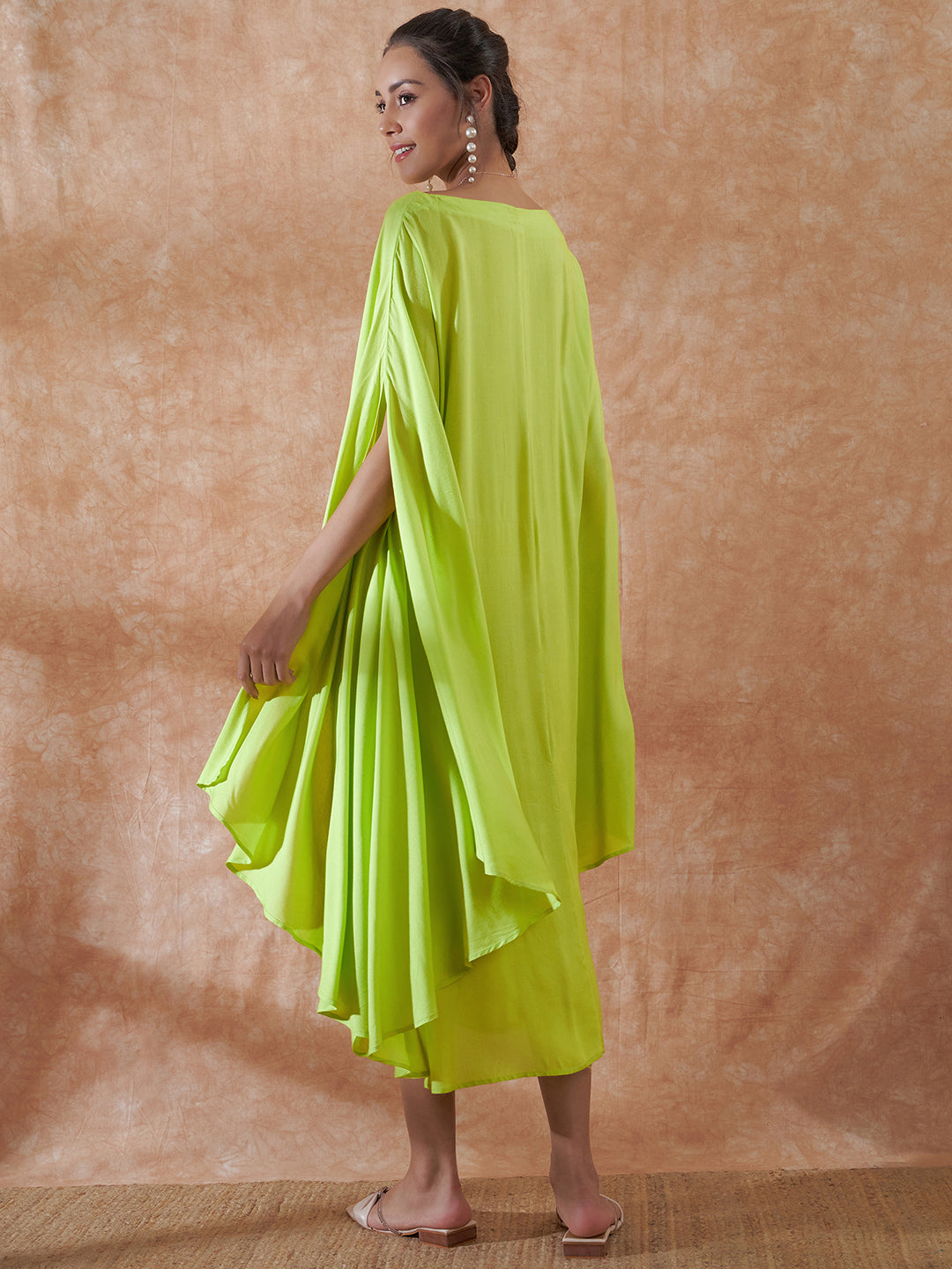 InWeave Lime Green Rayon Cowel Style Kaftan